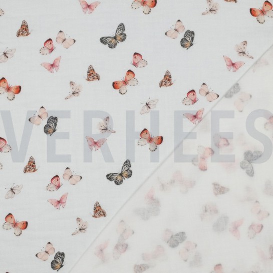 MUSSELIN DIGITAL SCHMETTERLINGE WEISS #7