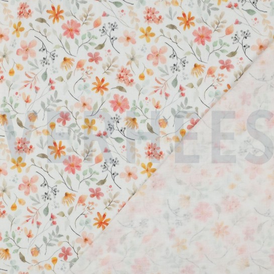 MUSSELIN DIGITAL BLUMEN WEISS #7