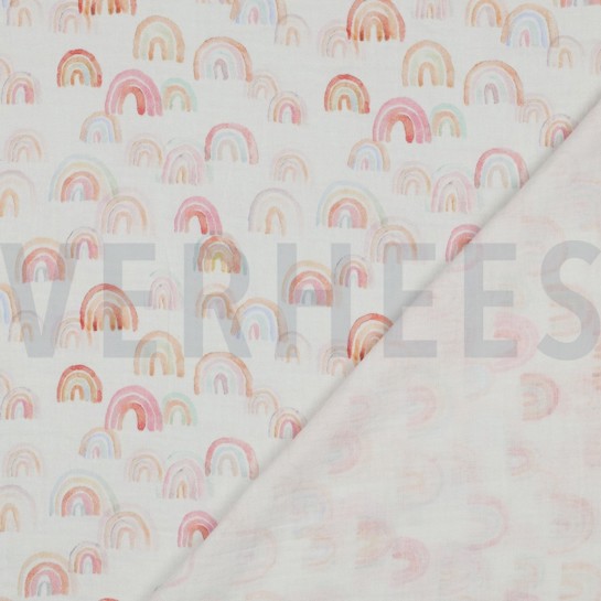 DOUBLE GAUZE DIGITAL RAINBOWS WHITE #7