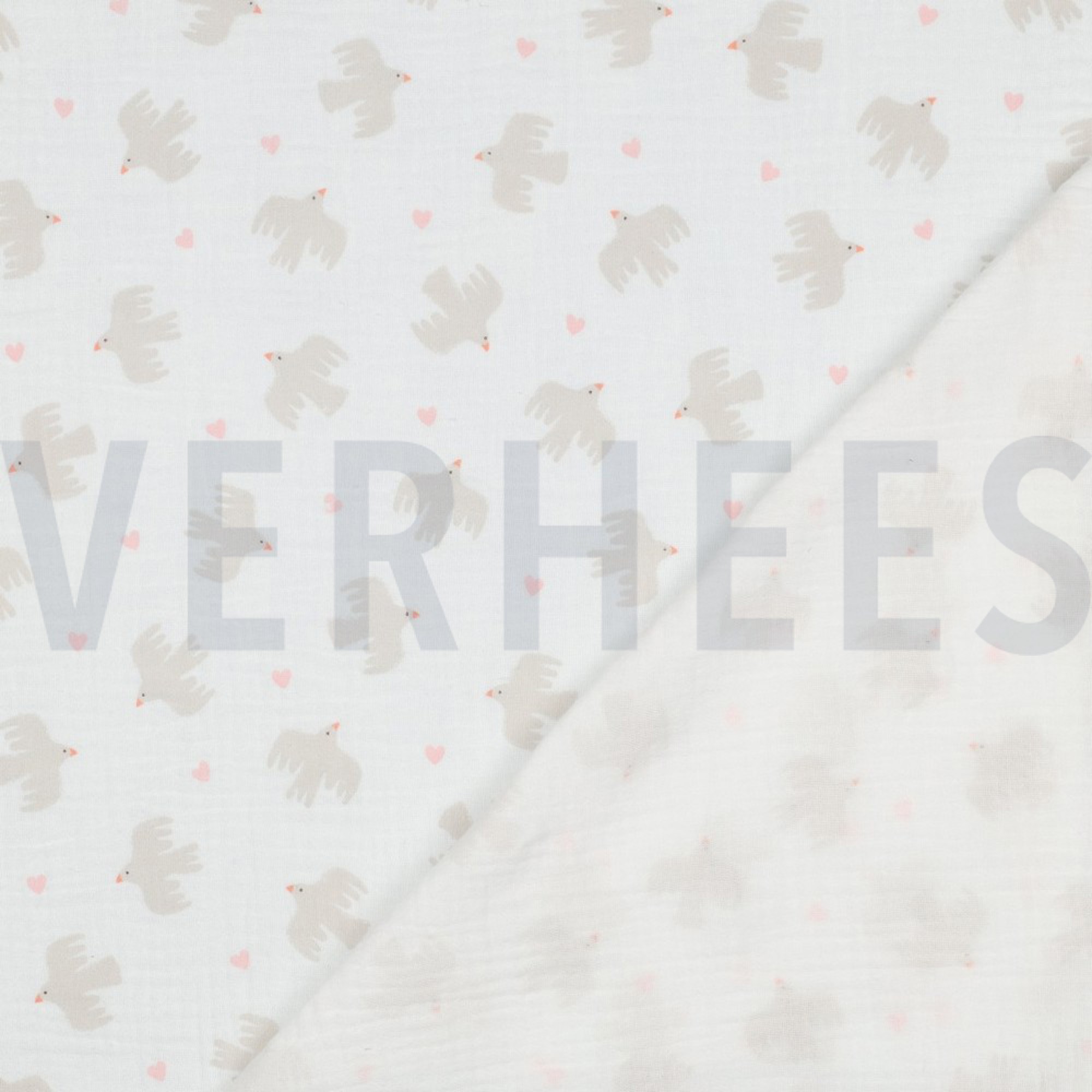 DOUBLE GAUZE GOTS BIRDS WHITE (high resolution) #4