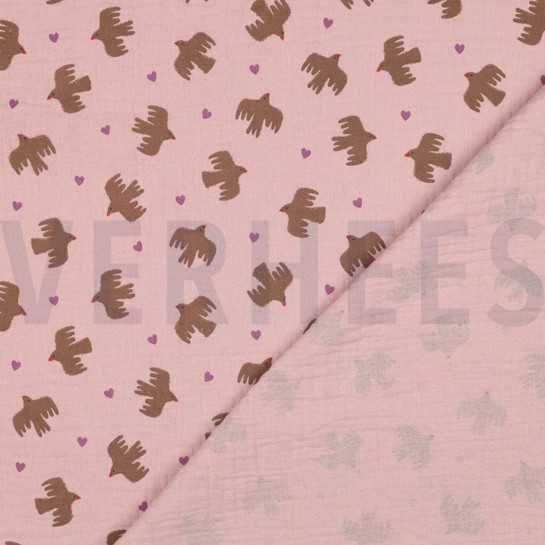 MUSSELIN GOTS VÖGEL SANFTROSA #7