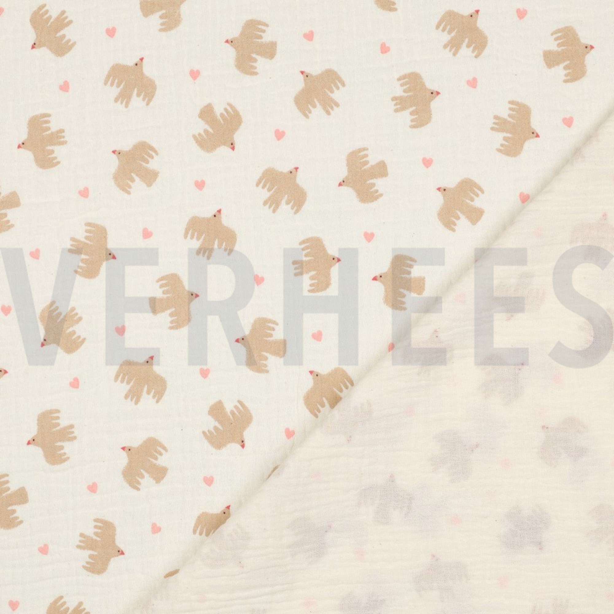 DOUBLE GAUZE GOTS BIRDS NATURAL (high resolution) #4