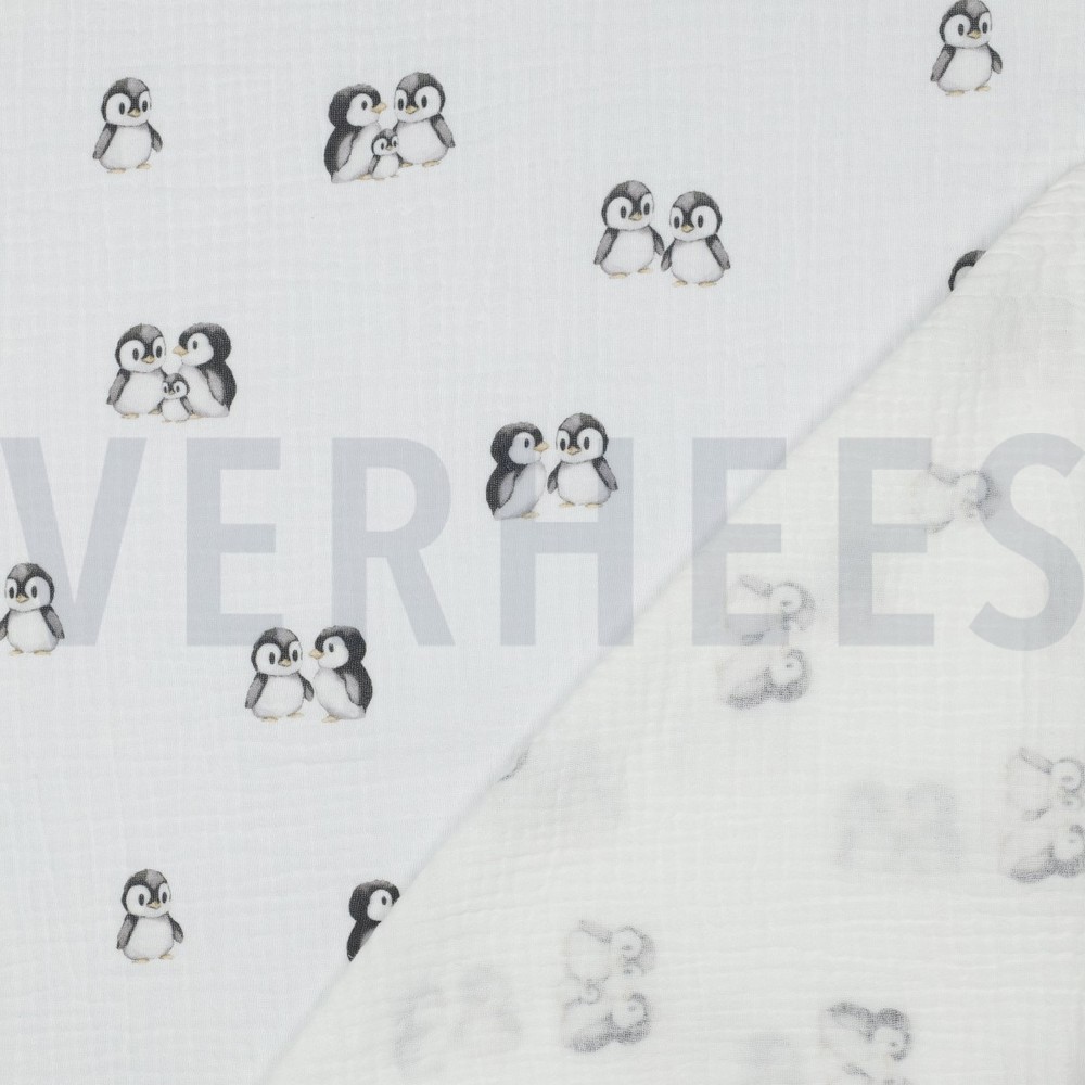 DOUBLE GAZE DE COTON GOTS DIGITAL ANIMAUX BLANC #7