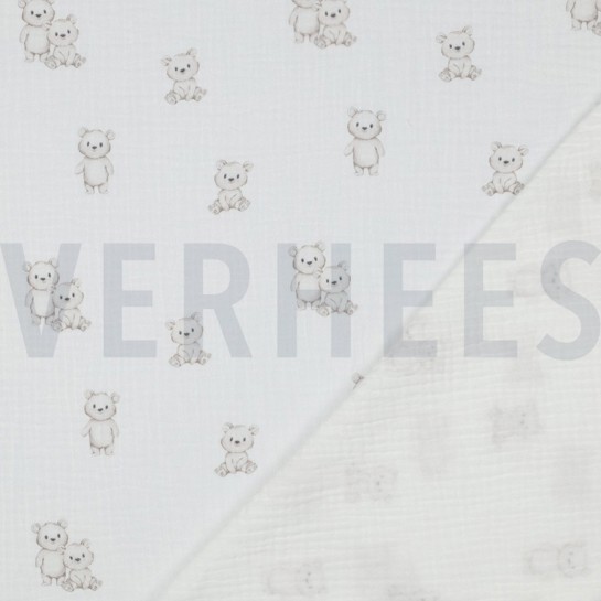 MUSSELIN GOTS DIGITAL TIERE WEISS #7