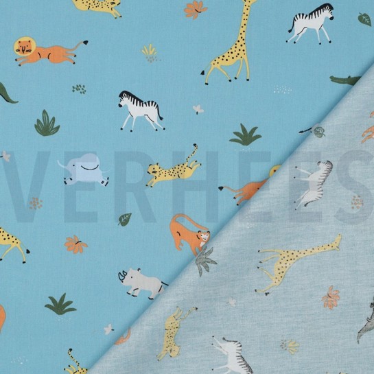 POPLIN GOTS ANIMALS PETROL #7