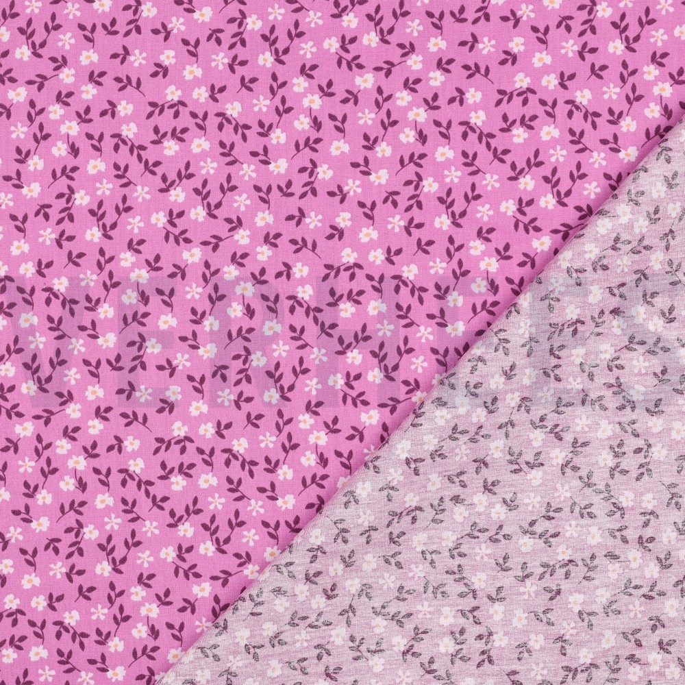 POPELINE DE COTON GOTS FLEURS VIOLET #7