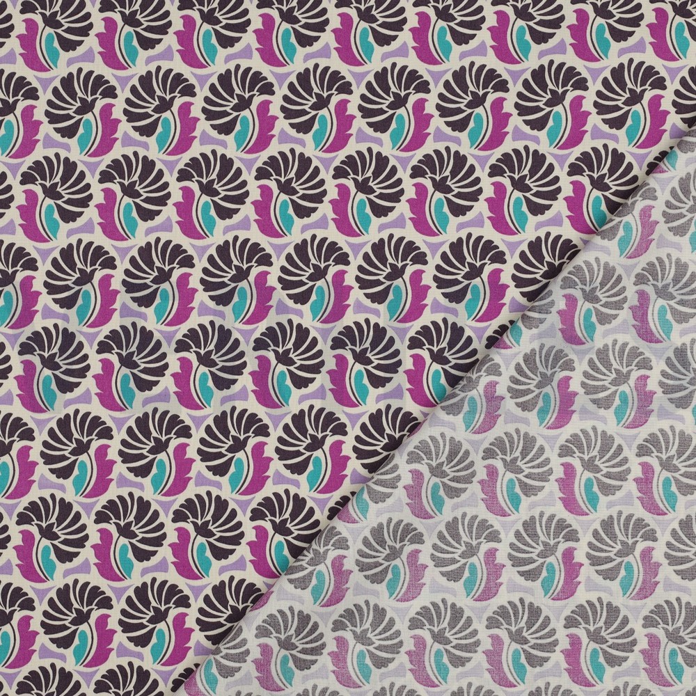 FINE POPLIN FLOWERS PURPLE #7