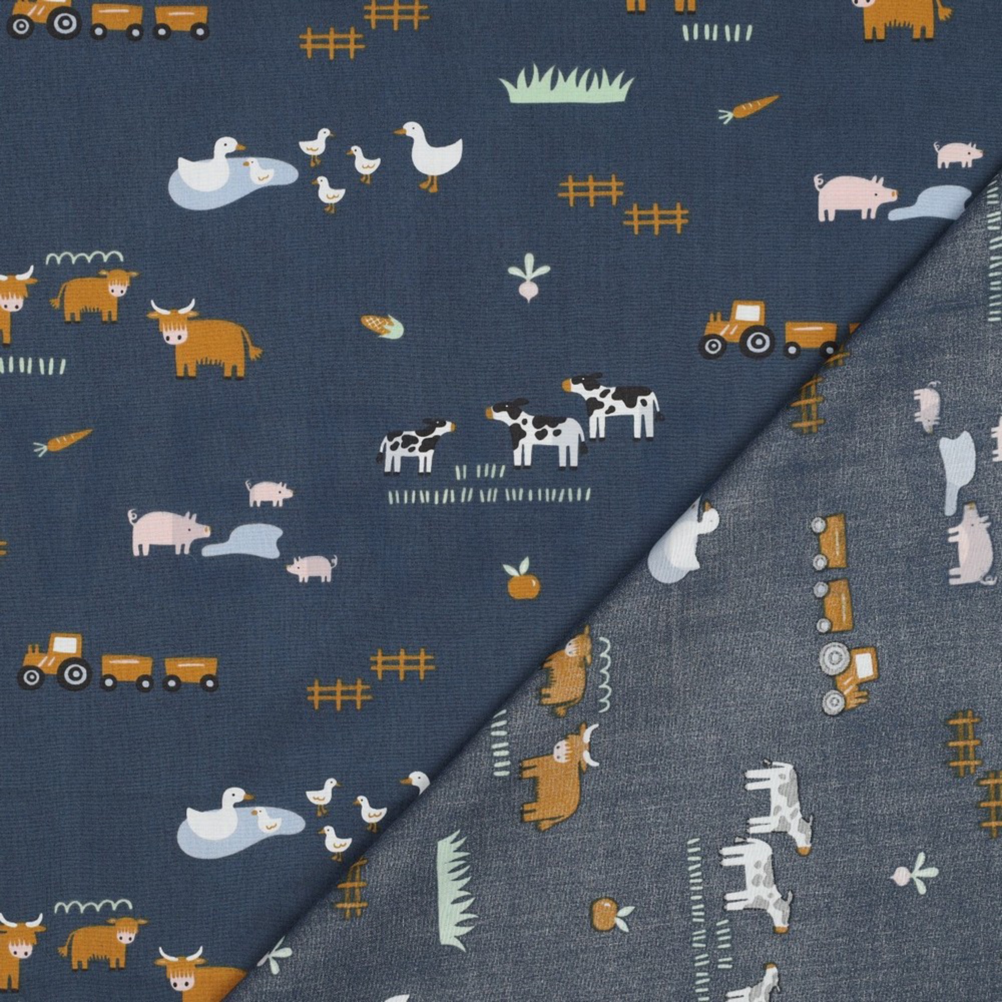 BAUMWOLLE POPELINE BAUERNHOFTIERE BLAU (high resolution) #4