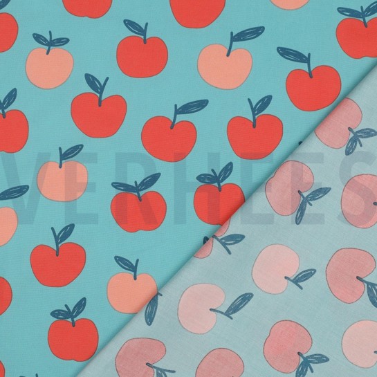 BAUMWOLLE POPELINE OBST HELL PETROL #7