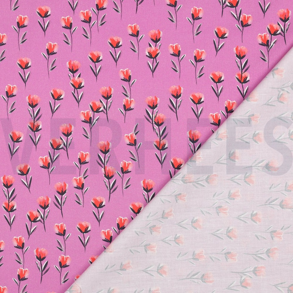 FINE POPLIN DIGITAL FLOWERS FUCHSIA #7