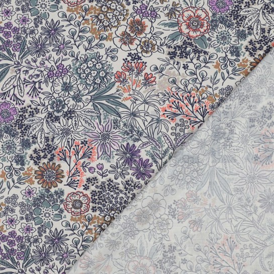 FINE POPLIN DIGITAL FLOWERS OFFWHITE #7