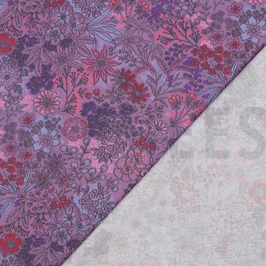 FINE POPLIN DIGITAL FLOWERS LAVENDER #7