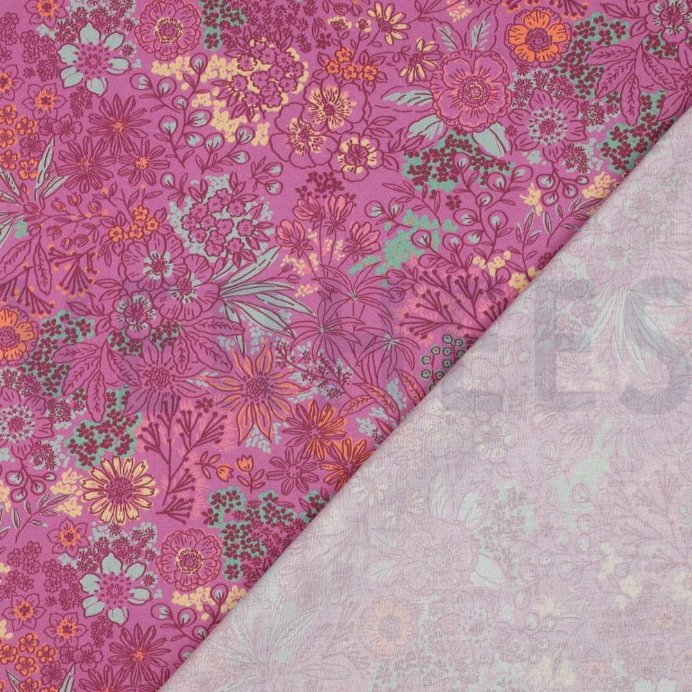 FINE POPLIN DIGITAL FLOWERS FUCHSIA #7
