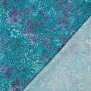 POPELINE DE COTON DIGITAL FLEURS PÉTROLE (thumbnail) #4