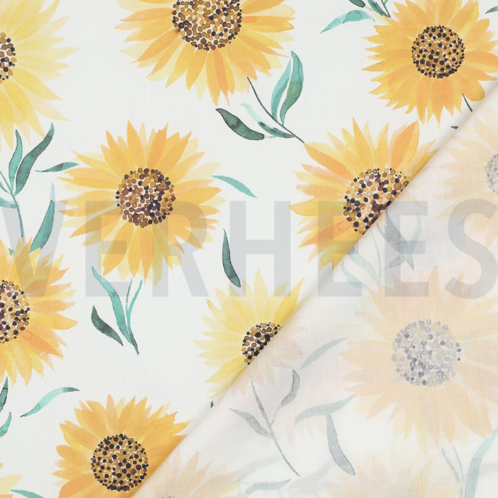 KATOENEN POPLIN DIGITAAL ZONNEBLOEMEN WIT (high resolution) #4