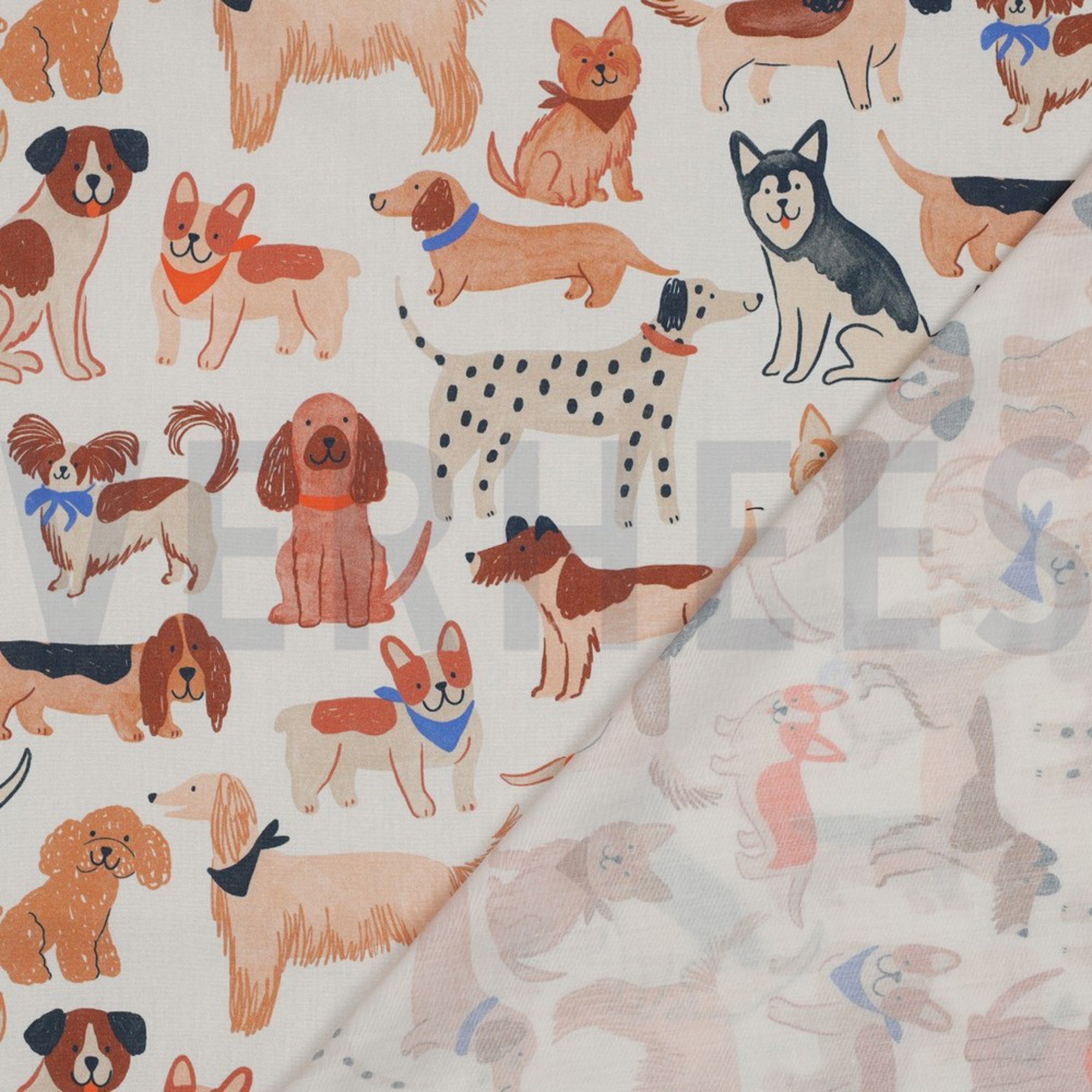 POPELINE DE COTON DIGITAL CHIENS BLANC CASSÉ (high resolution) #4