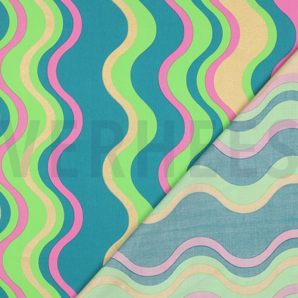 FINE POPLIN FOIL STRIPES GREEN #7