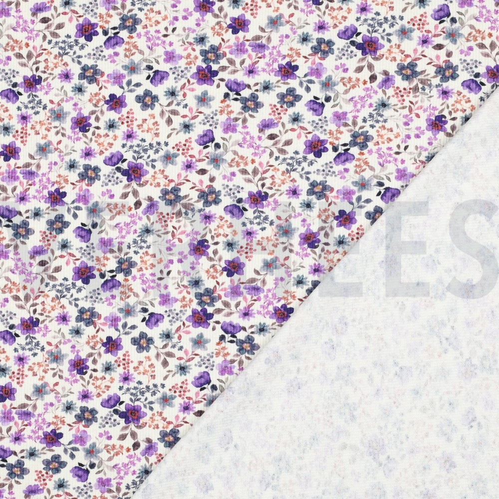RIB JERSEY DIGITAL FLOWERS PURPLE #7