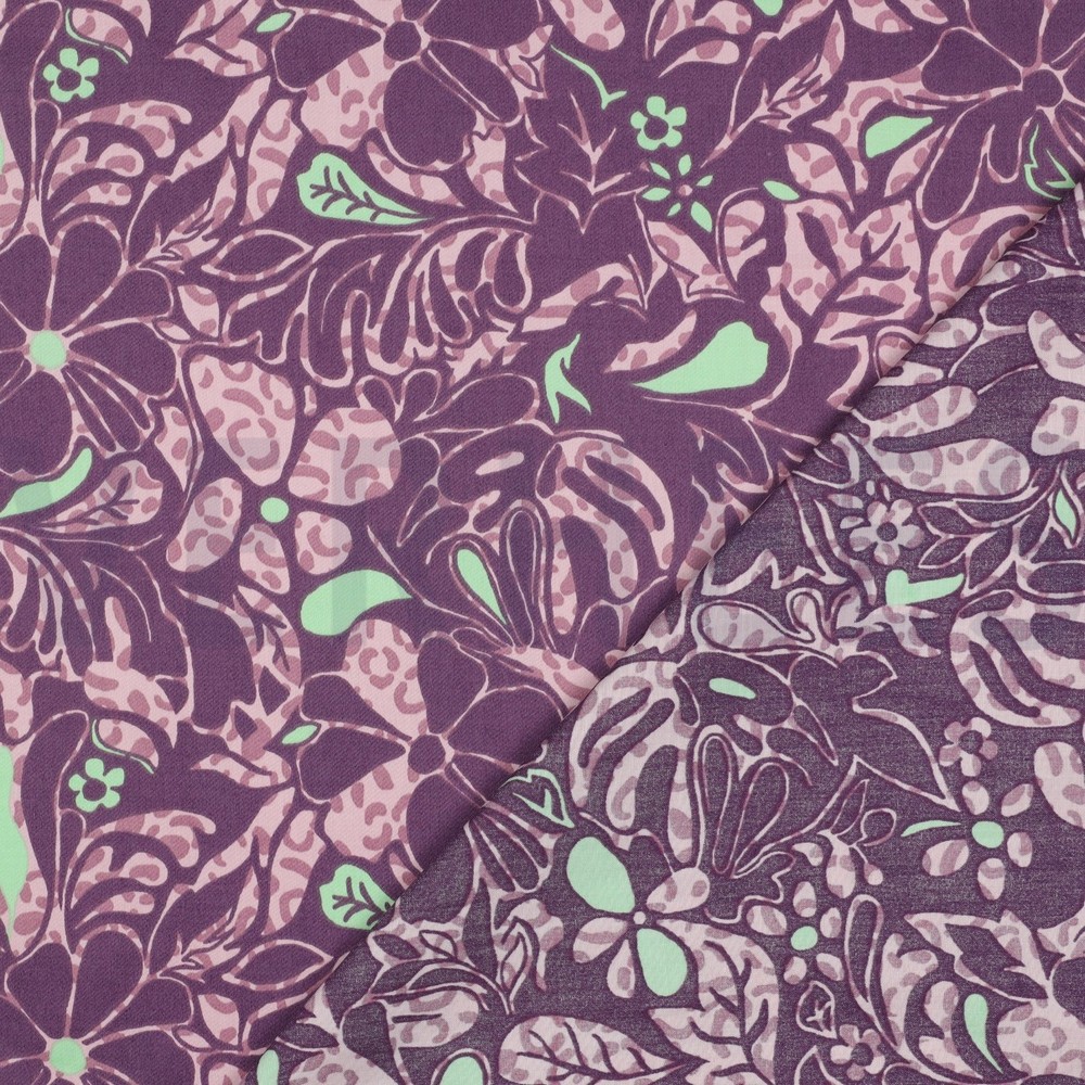 COTON SATIN FLEURS VIOLET #7