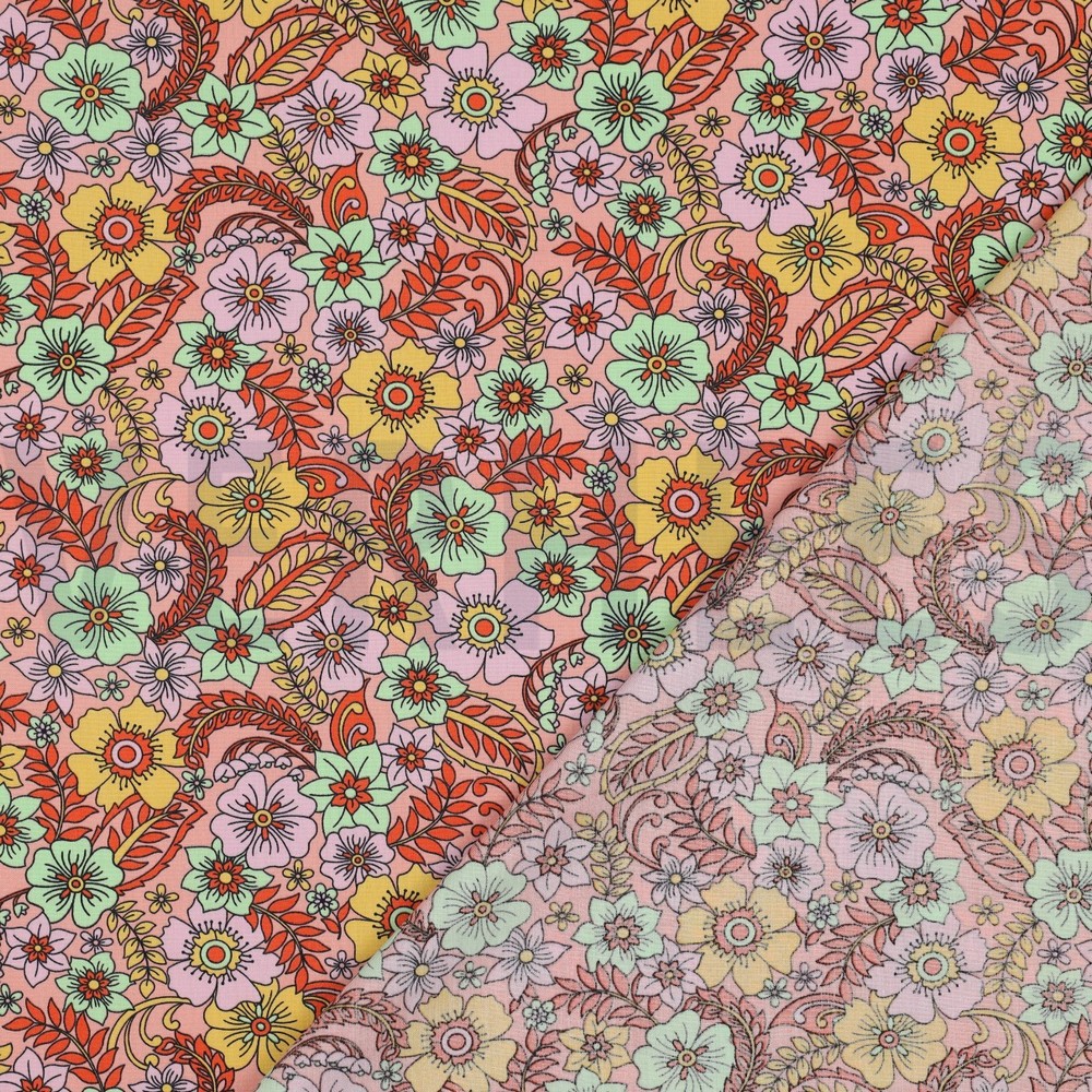 FINE POPLIN FLOWERS PEACH #7