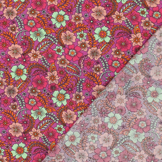 FINE POPLIN FLOWERS FUCHSIA #7