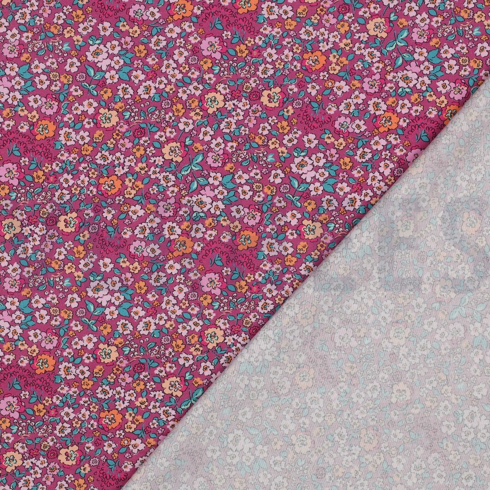 FINE POPLIN DIGITAL FLOWERS FUCHSIA #7