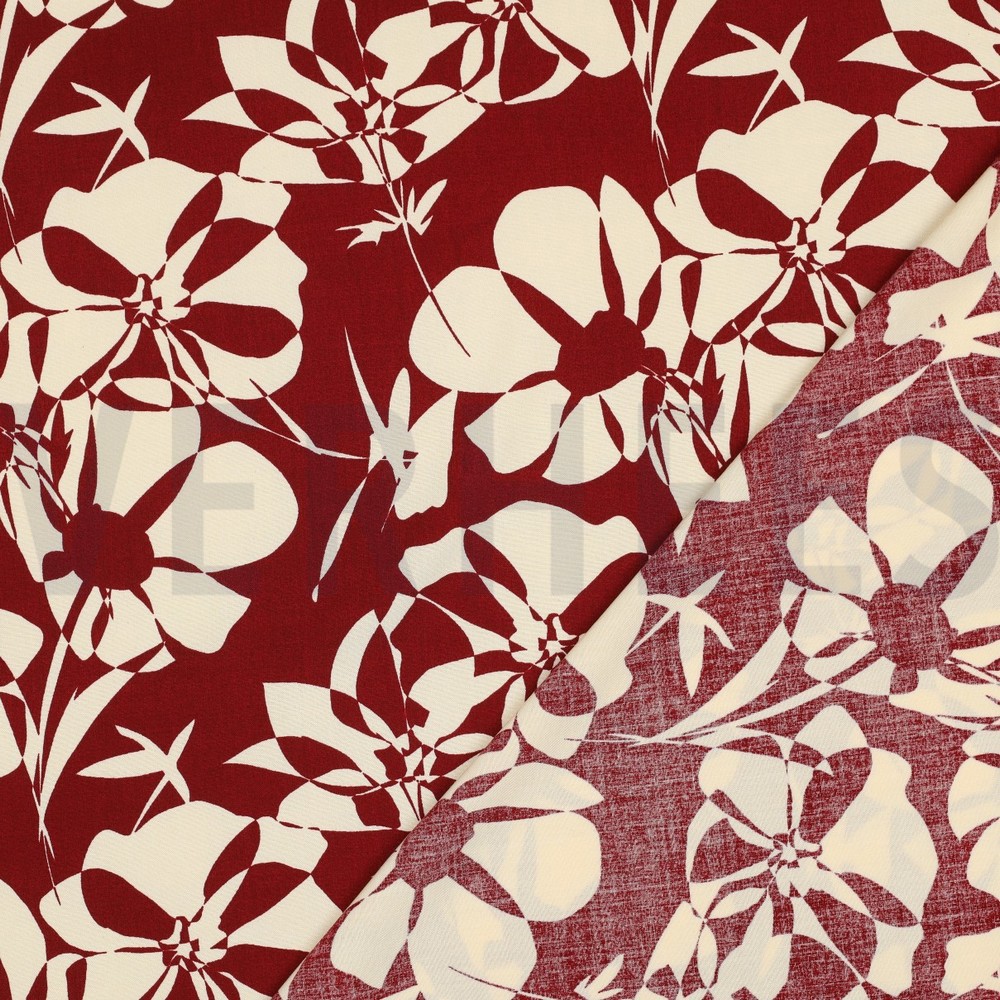 VISKOSE RADIANCE ABSTRAKTE BLUMEN ROT #7