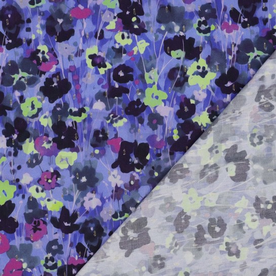 VISKOSE LUREX DIGITAL BLUMEN KOBALTBLAU #7