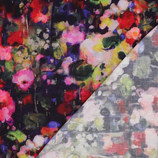 VISKOSE LUREX DIGITAL ABSTRACT MARINEBLAU #7