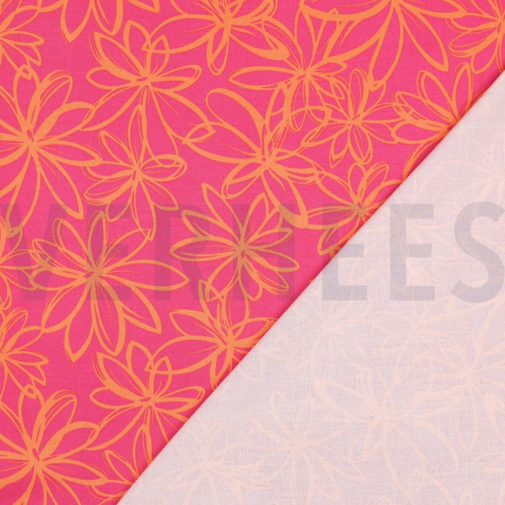 VISCOSE ROSELLA STRETCH BLOEMEN FUCHSIA #7