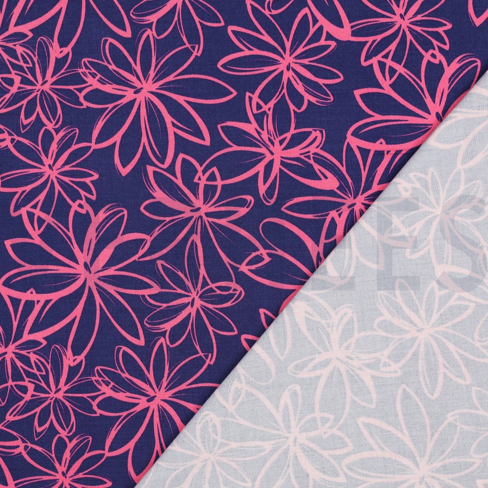 VISCOSE ROSELLA STRETCH FLOWERS NAVY #7