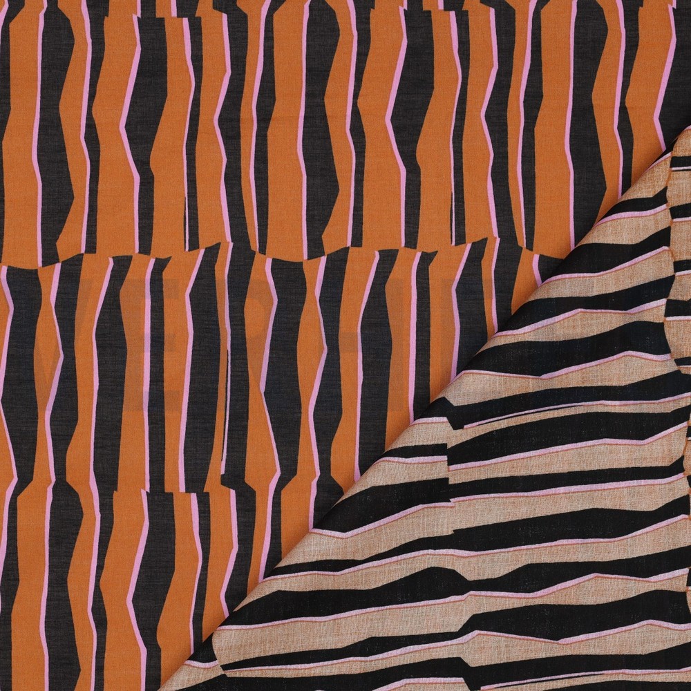 COTTON VOILE GEOMETRIC BROWN #7