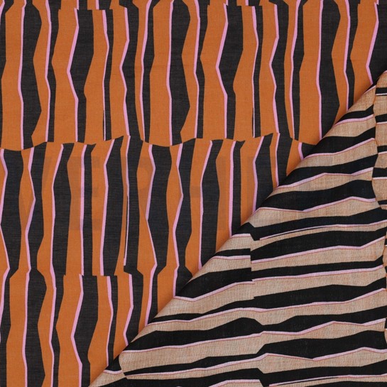 BAUMWOLLE VOILE GEOMETRISCH BRAUN #7