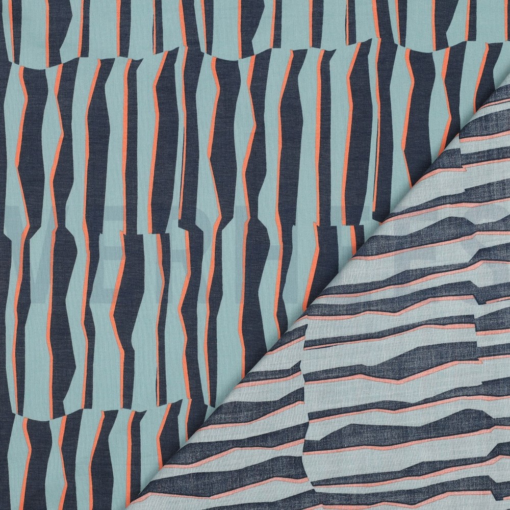 COTTON VOILE GEOMETRIC LIGHT PETROL #7