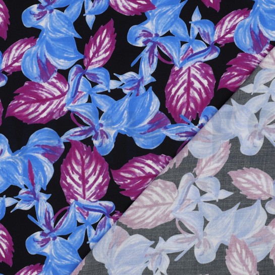 VISCOSE RADIANCE DIGITAAL BLADEREN ZWART #7