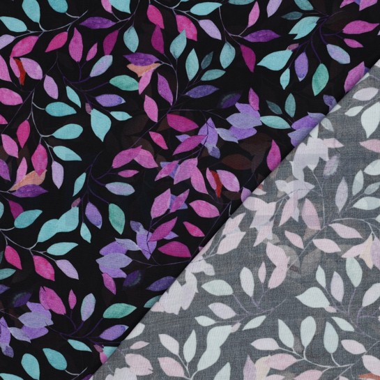 VISCOSE RADIANCE DIGITAAL BLADEREN ZWART #7