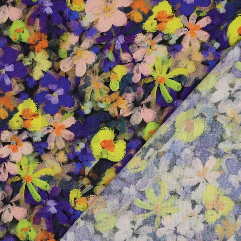 VISCOSE RADIANCE DIGITAL FLEURS VIOLET #7