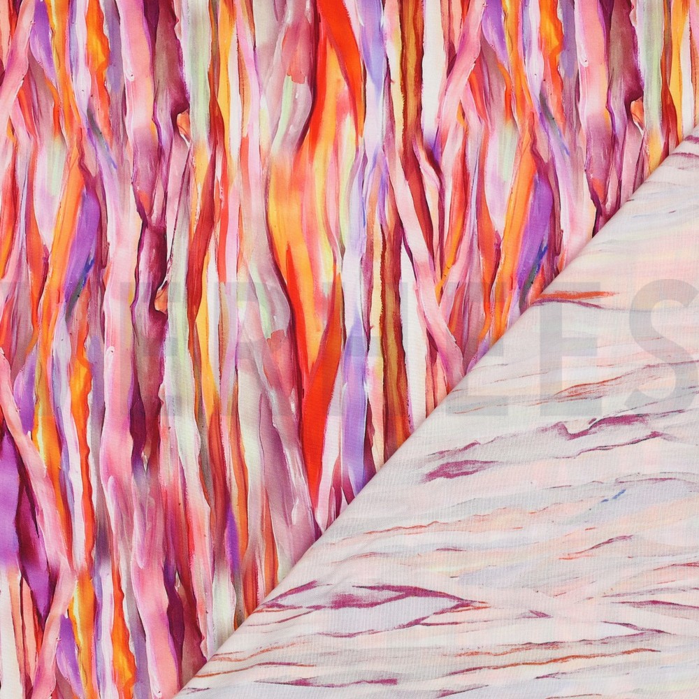VISCOSE RADIANCE DIGITAL ABSTRAIT RAYURES ROSE #7