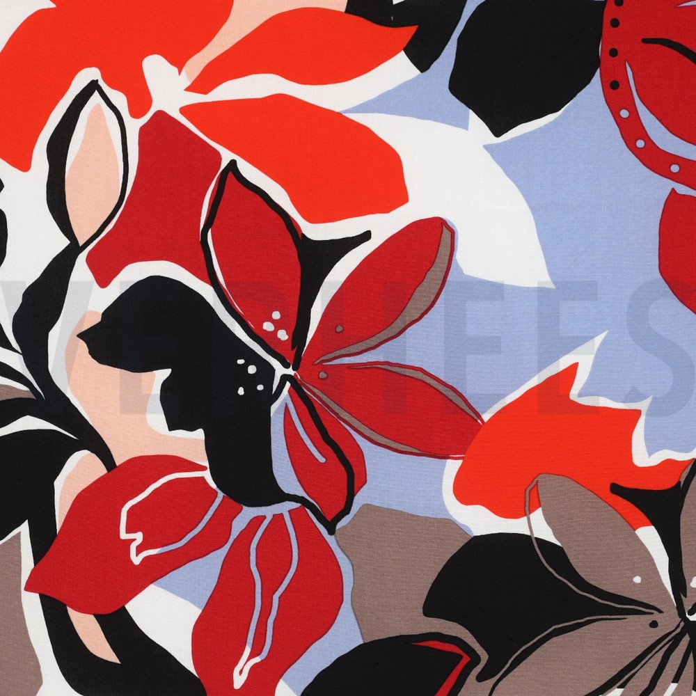 LENZING™ ECOVERO™ BLOEMEN ORANJE/ROOD #7