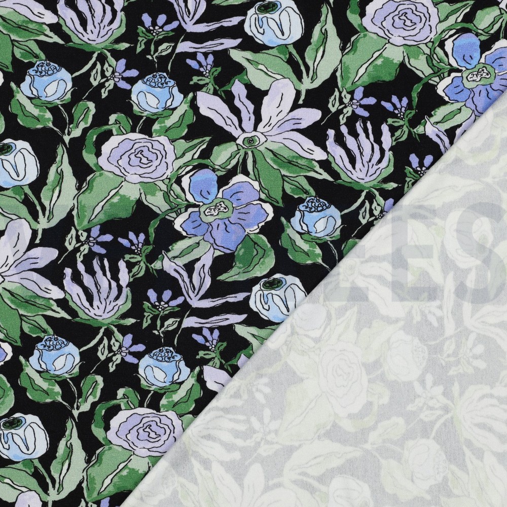 VISCOSE JERSEY DIGITAAL BLOEMEN ZWART #7