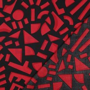 KATOEN SATIJN GEOMETRISCH DONKERROOD (thumbnail) #4