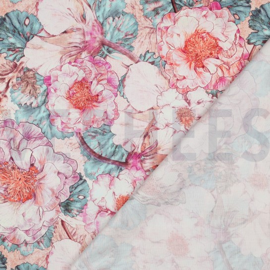 COTON SATIN DIGITAL ANEMONE JAPONAISE NERIDA HANSEN CORAIL #7