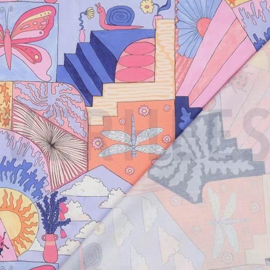 KATOENEN POPLIN DIGITAAL KLEINE WEZENTJES NERIDA HANSEN HEMELSBLAUW #7