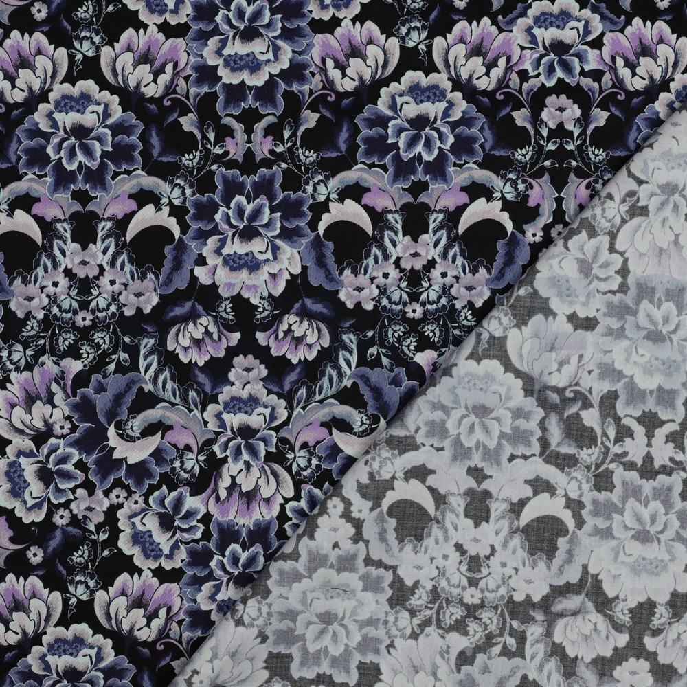 COTTON SATIN DIGITAL FLOWERS BLACK #7