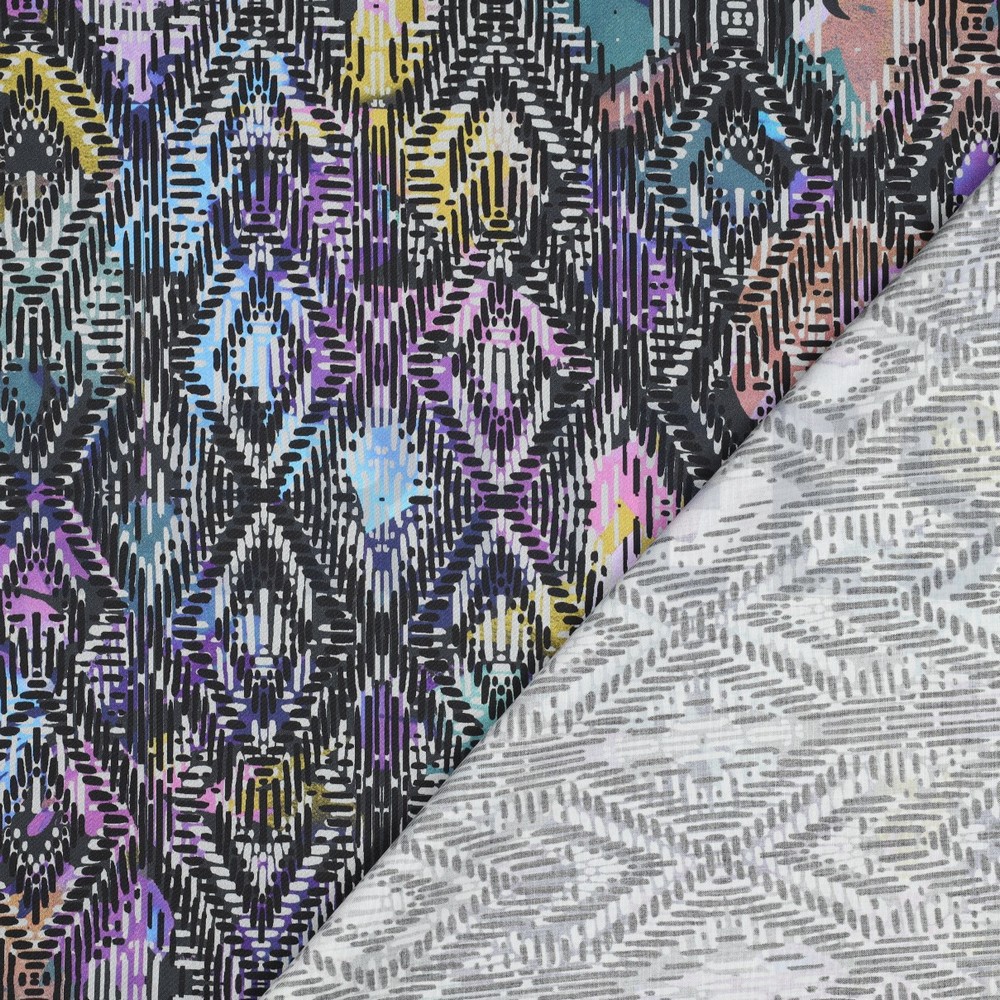 COTON SATIN DIGITAL GEOMETRIQUE BLEU MARINE #7