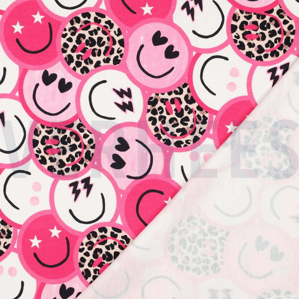FRENCH TERRY DIGITAL HAPPY FACES PINK #7