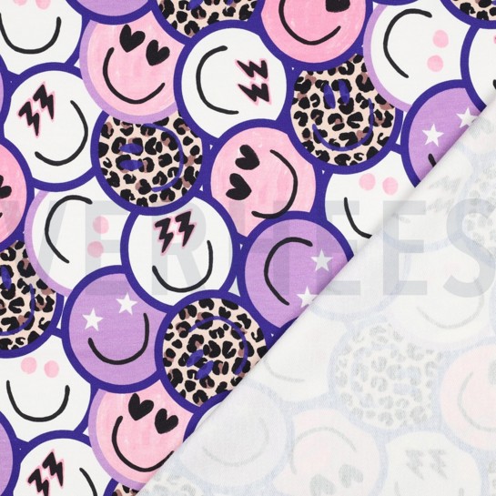 FRENCH TERRY DIGITAAL VROLIJKE GEZICHTEN PAARS #7