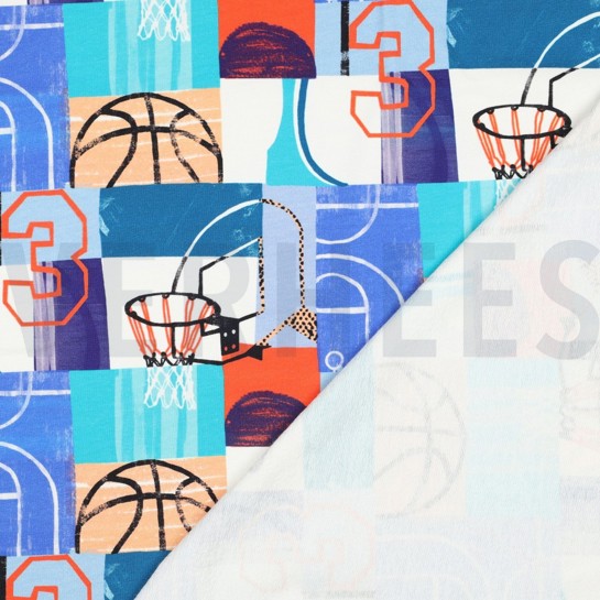 FRENCH TERRY DIGITAAL BASKETBALLEN BLAUW #7