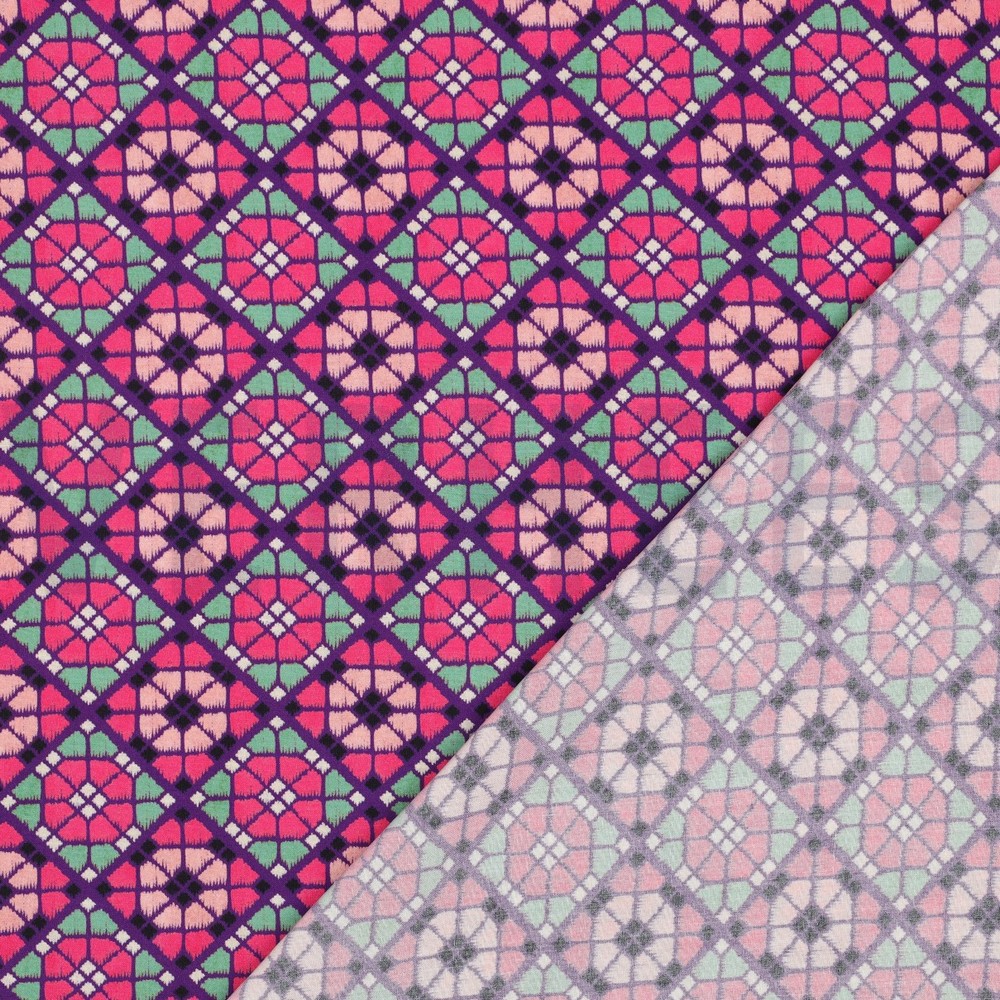 LENZING™ ECOVERO™ DIGITAAL GEOMETRISCH FUCHSIA #7