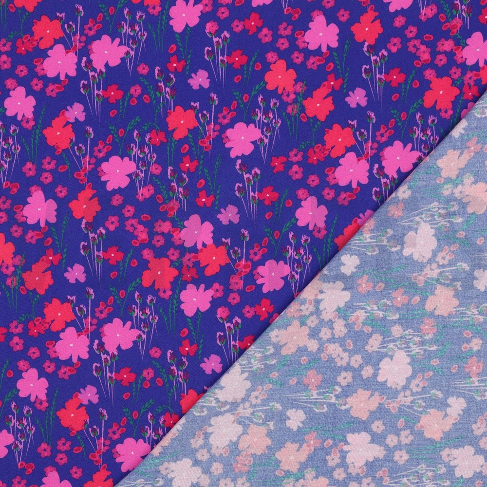 LENZING™ ECOVERO™ DIGITAL FLEURS BLEU COBALT #7